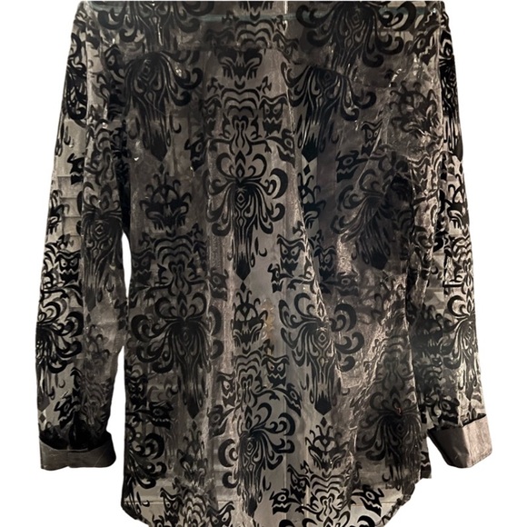 Disney The Haunted Mansion Wallpaper Long Sleeve Button Down Shirt - Picture 3 of 5